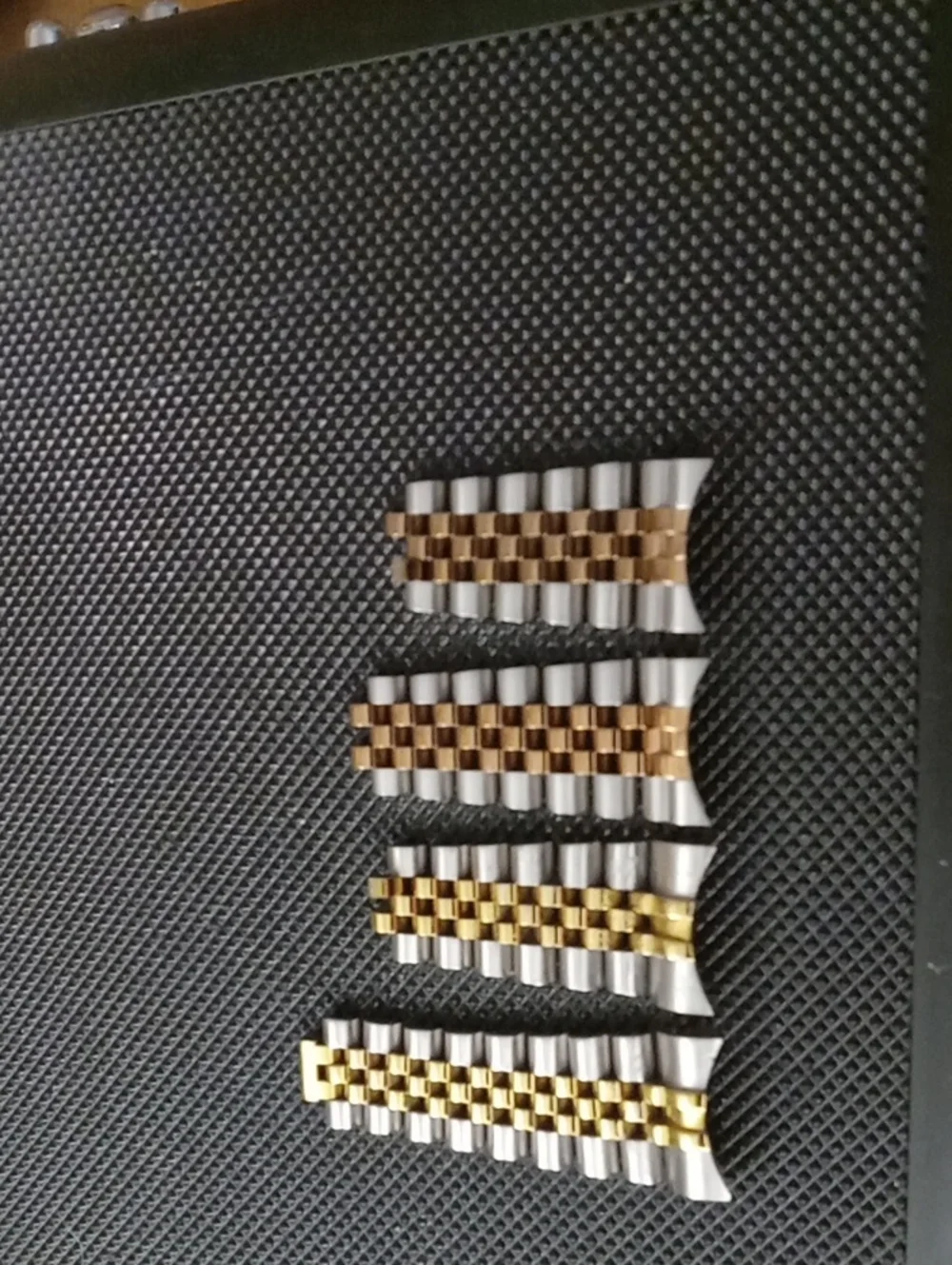 Two-Tone Men's Stainless Steel Watch Bands with Gold and Rose Gold Centers